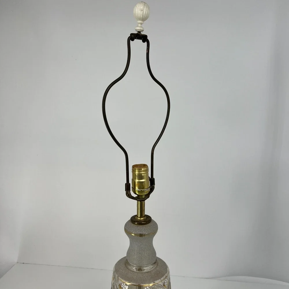 Vintage‎ Leviton Table Lamp Mid Century Modern Frosted Glass & Brass USA 29.5
